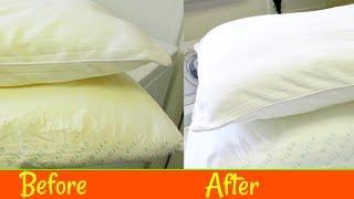 HOW TO WASH YELLOWED PILLOWS: Yellow & Flat to White & Fluffy!  |SolutionsRoom|