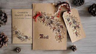 Fir Cone Branch on Kraft Card by Jo Rice - A Lavinia Stamps Tutorial