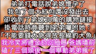 弟弟打電話說弟媳懷孕了我包了個大紅包還沒發出去卻收到了弟媳20萬的購物鏈接卦電話時竟聽到弟弟囑咐她：「不能要錢太急得放長線釣大魚」#心書時光 #為人處事 #生活經驗 #情感故事 #唯美频道 #爽文