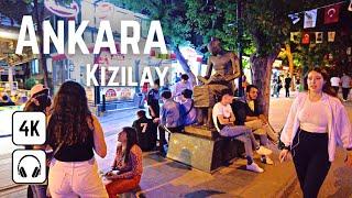 ANKARA Kızılay at Night  4K Walking Tour in most Famous District | Capital of Turkey Travel Guide