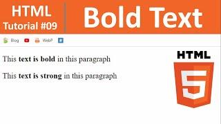 HTML Tutorial #9 - Making Text Bold in HTML (b & strong Tag)