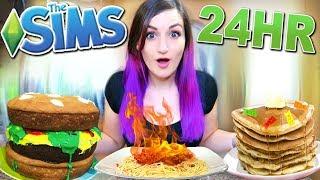 24 HOUR Eating As My Sim Challenge