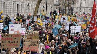 Thousands of teachers and workers protest in London in biggest walkout of a decade