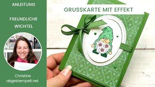 Anleitung Grusskarte mit Effekt/Fun Fold  basteln⎜Freundliche Wichtel⎜Stampin' Up!®