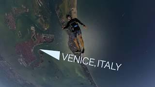 Skydiving over the canals of Venice, Italy