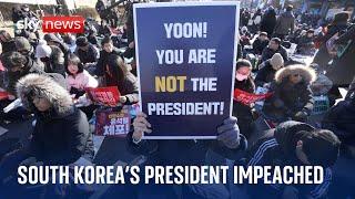 Celebrations in South Korea after parliament votes to impeach president Yoon