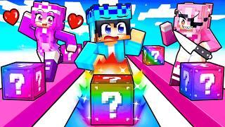 Playing a GIRLS ONLY OP LUCKY BLOCK RACE in Minecraft!