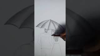 #shorts #simple girl and boy drawing with #umbrella #easy draw beginners #trending #new shading art