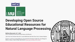 Open-Source Educational Resources for NLP - Matthias Aßenmacher | Munich NLP Hands-on 010