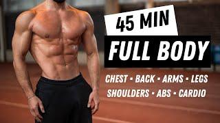 45 Min FULL BODY WORKOUT | No Equipment | No Repeat | Rowan Row