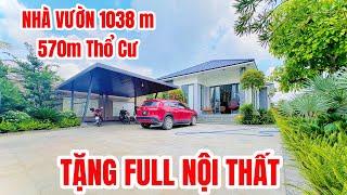 Nhà vườn hạng sang hơn 1000m2, nằm vùng ven Bình Chánh đầy đủ vườn + ao. Tặng full nội thất , SHR