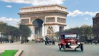 A day in Paris 1920 in color [60fps,Remastered] w/sound design added