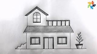 House Drawing Easy || Pencil Art || Sketch