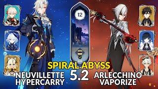 New 5.2 Spiral Abyss│Neuvillette Hypercarry & Arlecchino Vaporize | Genshin Impact Floor 12