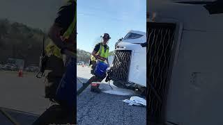 Georgia Semi rollover #semi #car #truck #accident #wreck #shorts #rollover #towtruck #fire