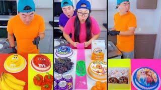 Ice cream challenge! M&M's cake vs Frozen cake