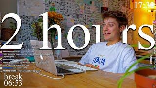 LIVE | 2-HOUR study with me ️ rain sounds & pomodoro timer 60 & 10