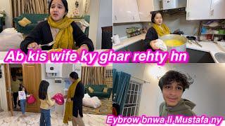 Husband Ab kis wife ky ghar rehty hn | Mustafa ny eybrow bna li Sitara yaseen vlog