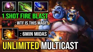 WTF 6Min Midas Unlimited Multicast 1 Shot Fireblast Perma Stun Lock Imba Mid Ogre Magi Dota 2