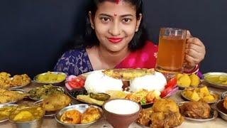 Massive Indian bengali Lunch Eating - Mutton Curry, Chicken Curry, Fish Curry, Egg Curry Rice