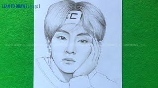 How to draw V BTS || Kim taehyung pencil skech step by step || pencil drawing for beginner || រៀនគូរ