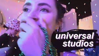 universal vlog | first time riding hollywood rockit, diagon alley at night & mardi gras parade! 