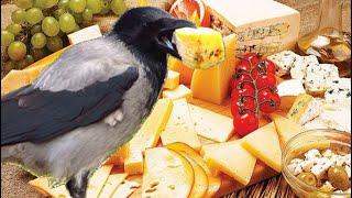The crow has a hearty lunch.