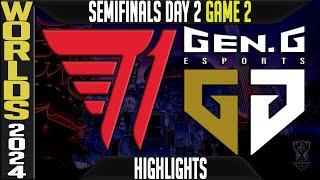 T1 vs GEN Highlights Game 2 | LoL Worlds 2024 Knockouts Semifinals | T1 vs GenG G2