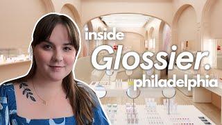 first look inside glossier philadelphia | glossier philly grand opening | glossier giveaway!