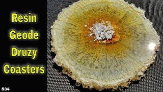 Pearl White and Beige Resin Geode Druzy Coasters