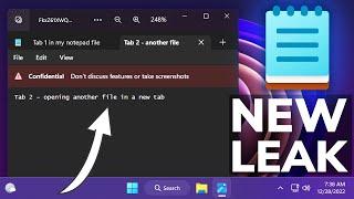 New Windows 11 Leak - Notepad with Tabs