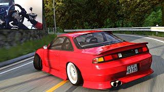 Drifting Nissan Silvia S14 in Akina - Assetto Corsa (Steering wheel + Shifter) Gameplay