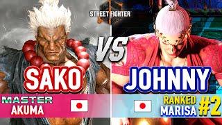 SF6  SAKO (Akuma) vs JOHNNY (#2 Ranked Marisa)  Street Fighter 6 High Level Gameplay