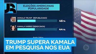 Eleições nos EUA: pesquisa aponta aumento na popularidade de Trump e queda na de Kamala