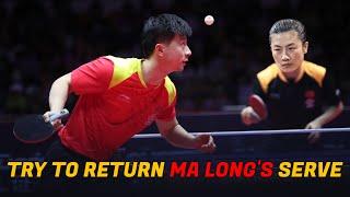 Ding Ning try to return Ma Long's serve