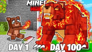 I Survived 100 Days as a FIRE BEAR in HARDCORE Minecraft