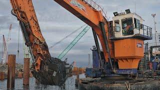 Barge mounted Demag Dredging Harbour