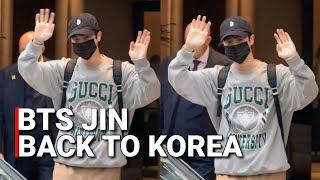 BTS Jin Departure From Milan and Return to Korea After Gucci Fashion Show | Jin 진 Milan 2024