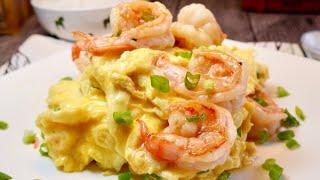 Secret Revealed! Easiest Chinese Fluffy Scrambled Eggs w/ Shrimp 滑蛋炒虾仁 Cantonese Recipe No Milk