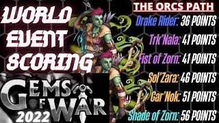 Gems of War World Event Scoring July 11th 2022 | The Orcs Path