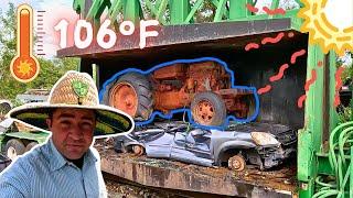 I Almost had HEAT STROKE at the Junkyard! (Torch Cutting, Tractor Crushing, & More)