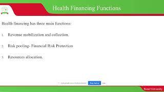 Introduction to Health Financing