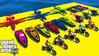 GTA V Crazy Car Racing! Epic Stunt Map Challenge With Super Cars, Boats, Motorcycles With Trevor!