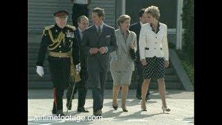 Charles and Diana together at Heathrow - rushes