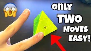 HOW TO SOLVE A PYRAMINX WITH ONLY 2 MOVES (NOT CLICKBAIT) (VERY QUICK) EASIEST TUTORIAL ON YOUTUBE