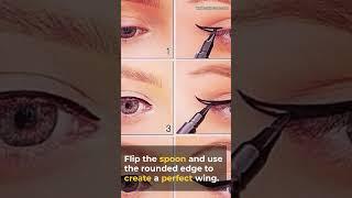 winged eyeliner with spoon hack | 30 sec beauty hack #beautyhacks #beautyinsider