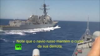 Navio EUA provocando a marinha russa no Mediterrâneo