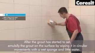 Tiling the public shower: Grouting the walls