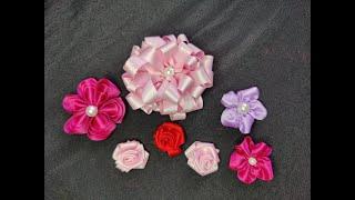 Easy DIY ribbon satin flower making idea