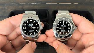 We compare the Rolex Explorer 1 (224270) to the Submariner (124060)